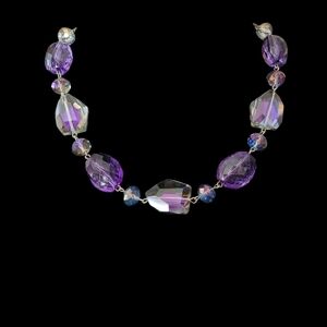 Vintage - Purple Auro Borealis Glass Faceted Beaded Necklace